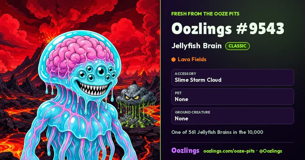 Oozlings #9543, a Classic Jellyfish Brain in Lava Fields