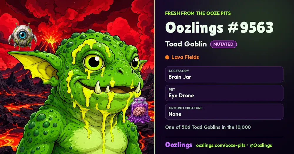 Oozlings #9563, a Mutated Toad Goblin in Lava Fields