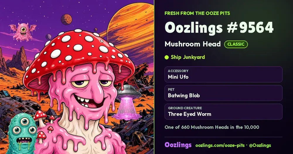 Oozlings #9564, a Classic Mushroom Head in Ship Junkyard