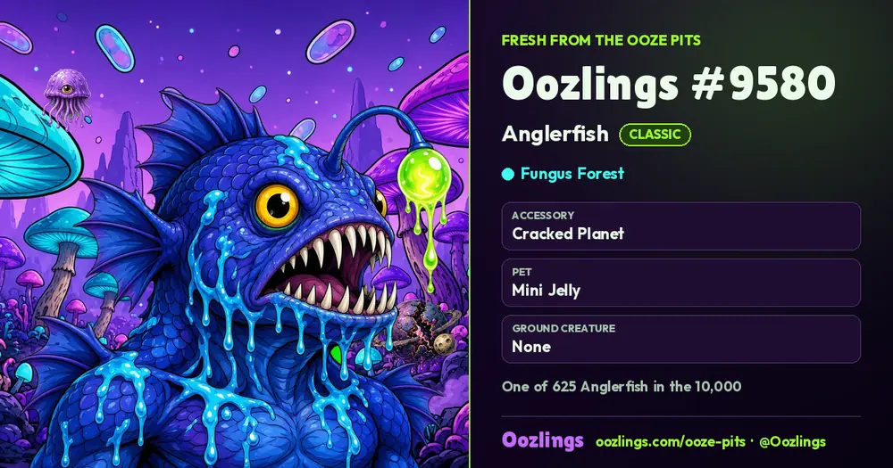 Oozlings #9580, a Classic Anglerfish in Fungus Forest