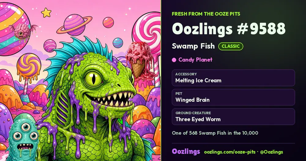 Oozlings #9588, a Classic Swamp Fish in Candy Planet