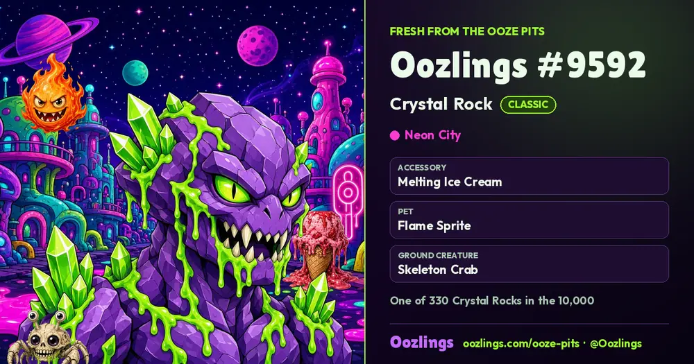 Oozlings #9592, a Classic Crystal Rock in Neon City