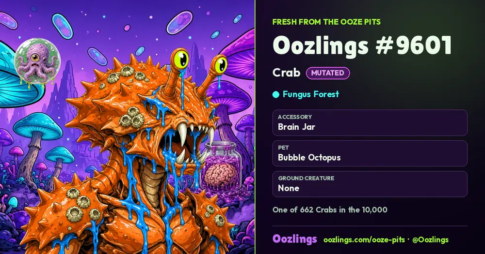 Oozlings #9601, a Mutated Crab in Fungus Forest