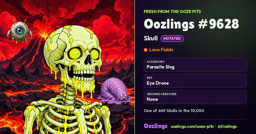 Oozlings #9628, a Mutated Skull in Lava Fields