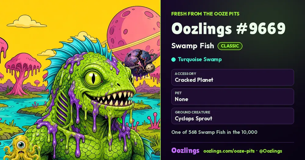 Oozlings #9669, a Classic Swamp Fish in Turquoise Swamp