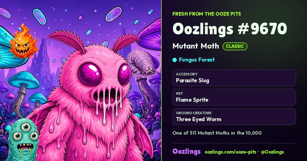 Oozlings #9670, a Classic Mutant Moth in Fungus Forest
