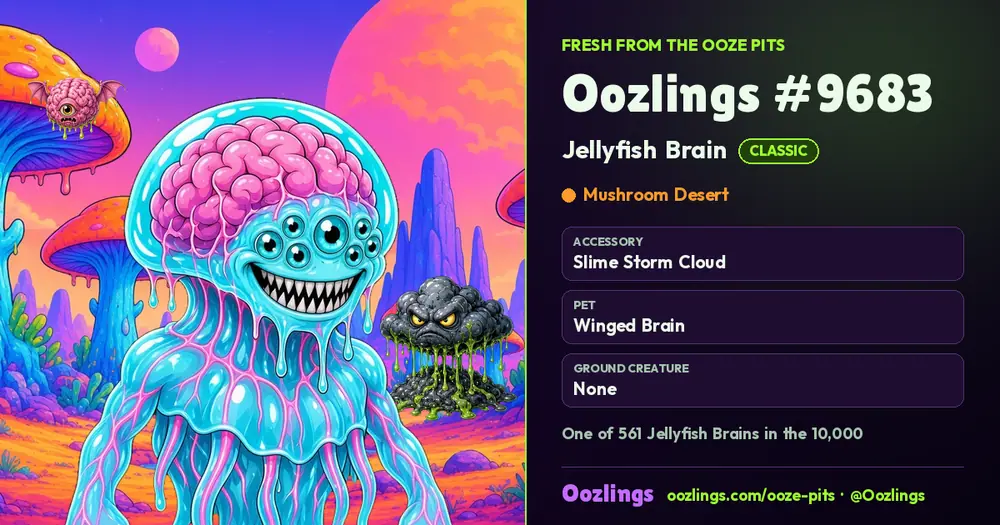 Oozlings #9683, a Classic Jellyfish Brain in Mushroom Desert