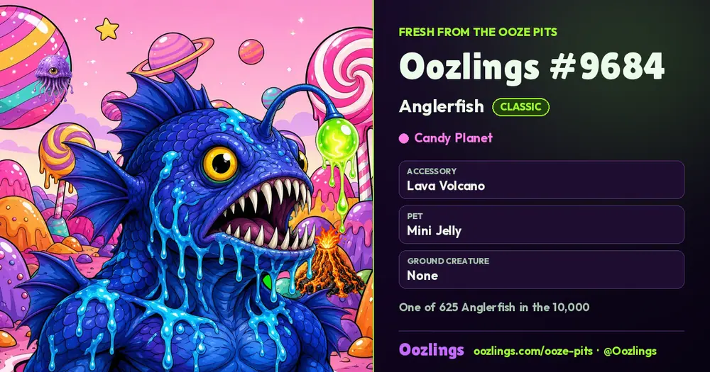 Oozlings #9684, a Classic Anglerfish in Candy Planet
