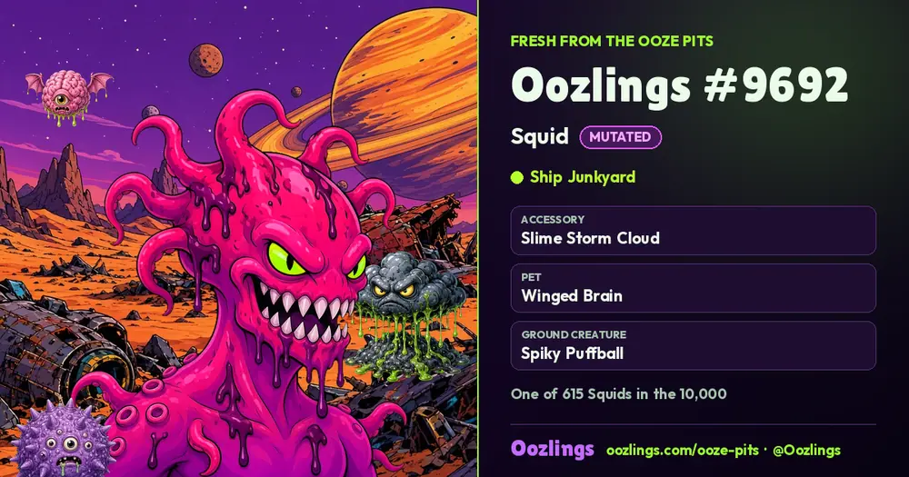 Oozlings #9692, a Mutated Squid in Ship Junkyard