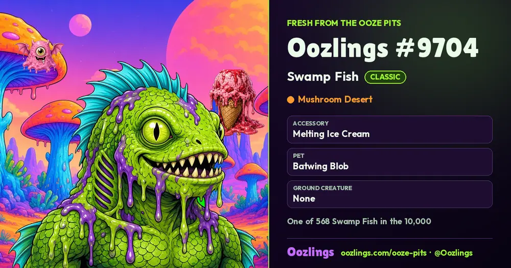Oozlings #9704, a Classic Swamp Fish in Mushroom Desert