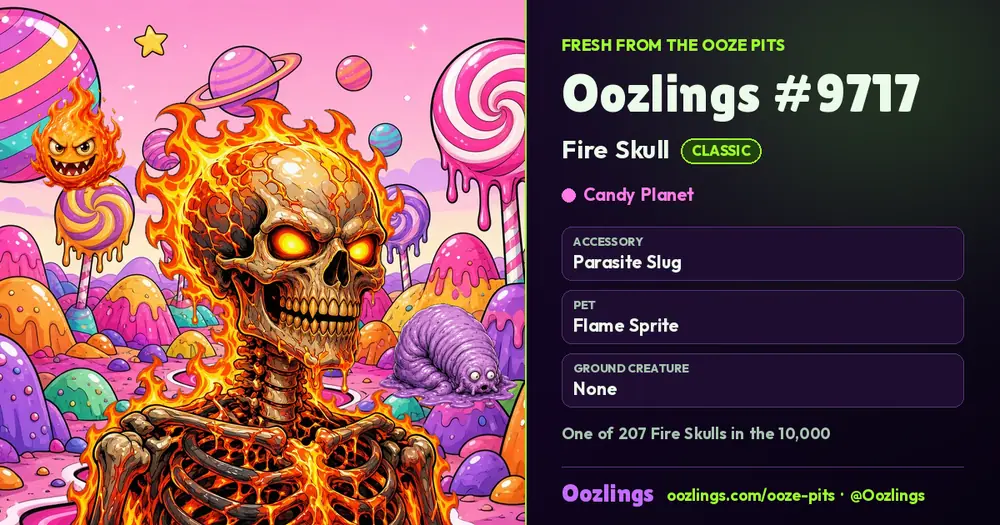 Oozlings #9717, a Classic Fire Skull in Candy Planet