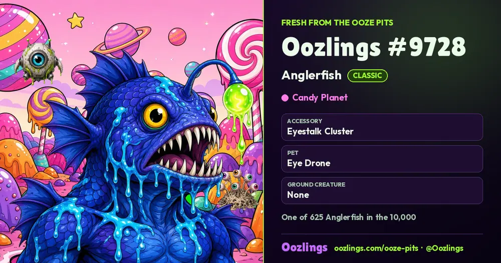Oozlings #9728, a Classic Anglerfish in Candy Planet