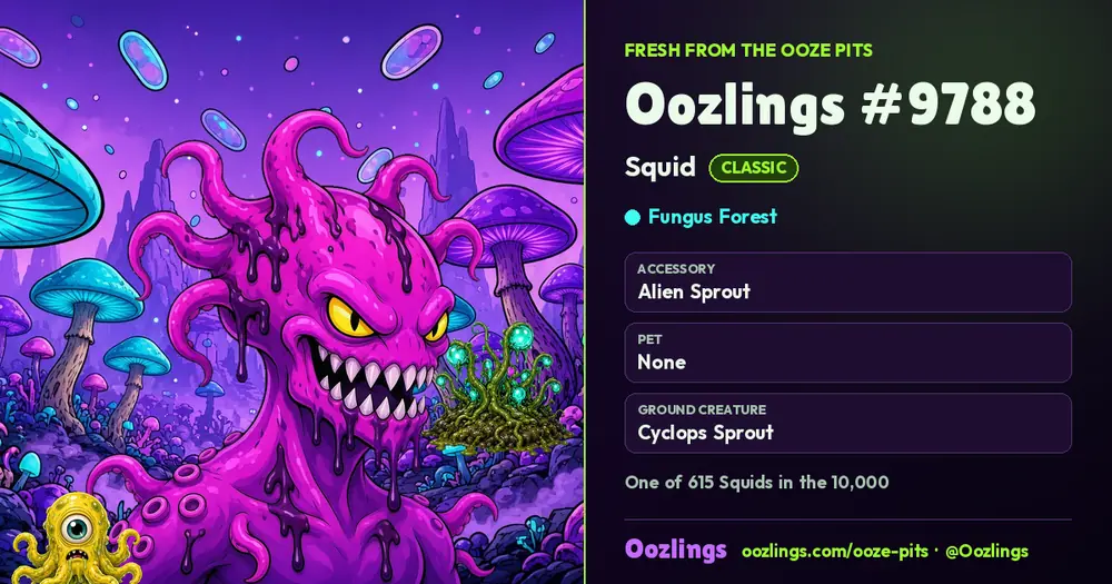 Oozlings #9788, a Classic Squid in Fungus Forest