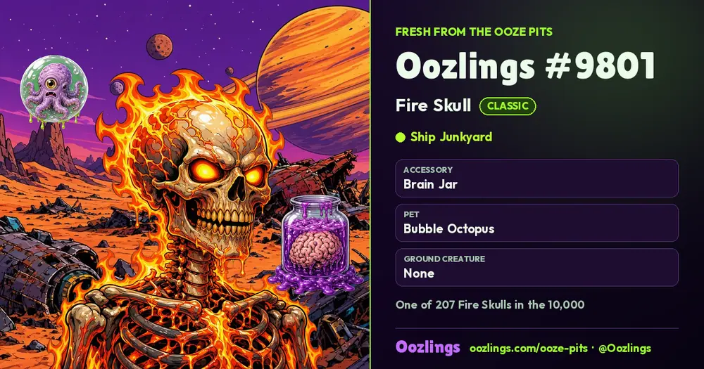Oozlings #9801, a Classic Fire Skull in Ship Junkyard