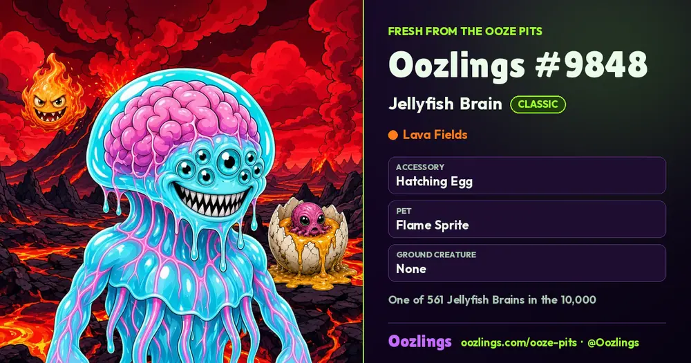 Oozlings #9848, a Classic Jellyfish Brain in Lava Fields