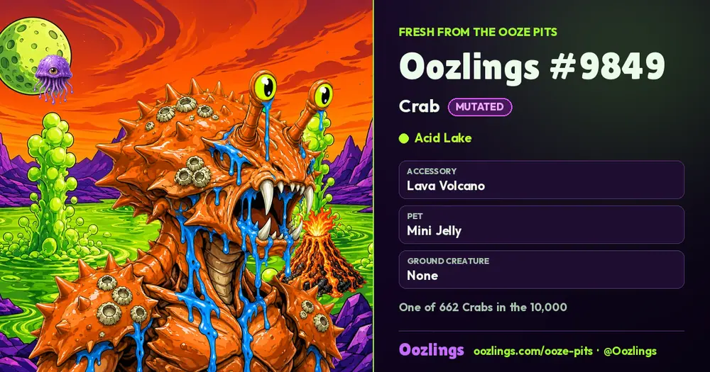 Oozlings #9849, a Mutated Crab in Acid Lake