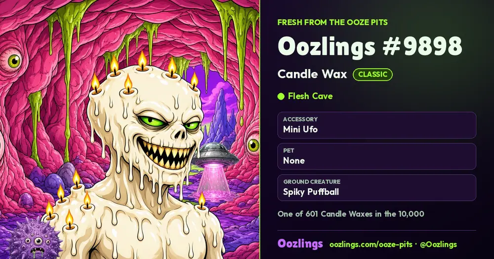 Oozlings #9898, a Classic Candle Wax in Flesh Cave
