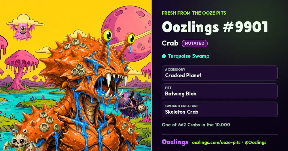 Oozlings #9901, a Mutated Crab in Turquoise Swamp