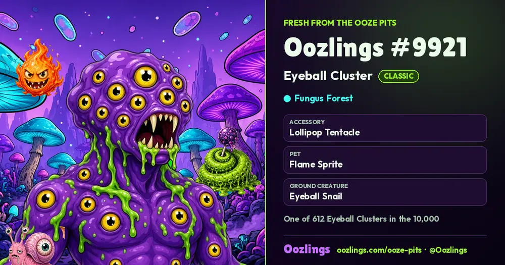 Oozlings #9921, a Classic Eyeball Cluster in Fungus Forest