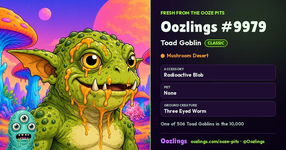 Oozlings #9979, a Classic Toad Goblin in Mushroom Desert
