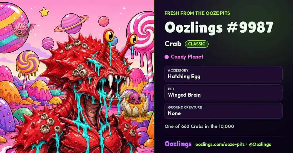 Oozlings #9987, a Classic Crab in Candy Planet